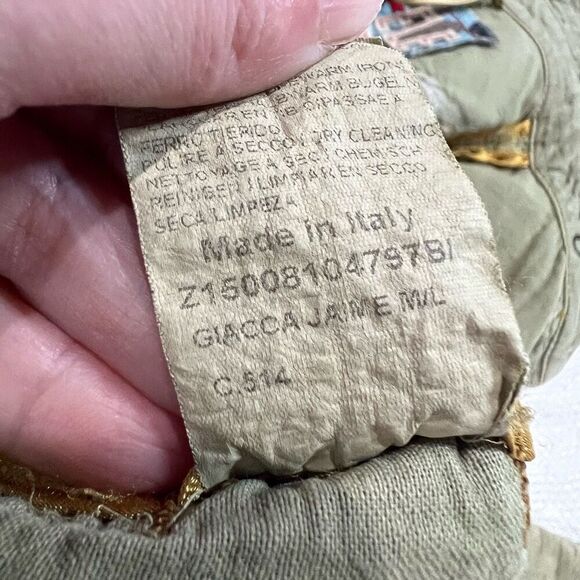 Zu Elements Giacca Jaime Green Embroidered Military Jacket Made In Italy 100% Co - Picture 9 of 10